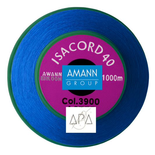 Fil à broder Isacord 40 polyester 1000 mètres coloris 3900 bleu