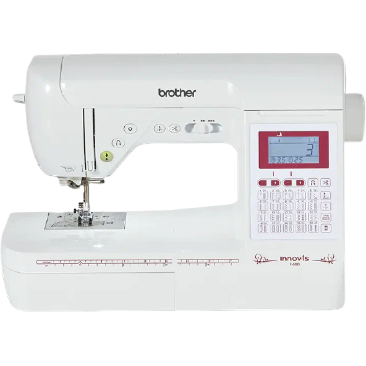 La machine à coudre Brother F400 est la première machine disposant du système d'entrainement SFDS (Square Feed Drive System) et d'un enfile aiguille dernière génération. Dotée de 40 points de couture elle conviendra aux couturières régulières. L'innovation technique au service de résultats professionnels.