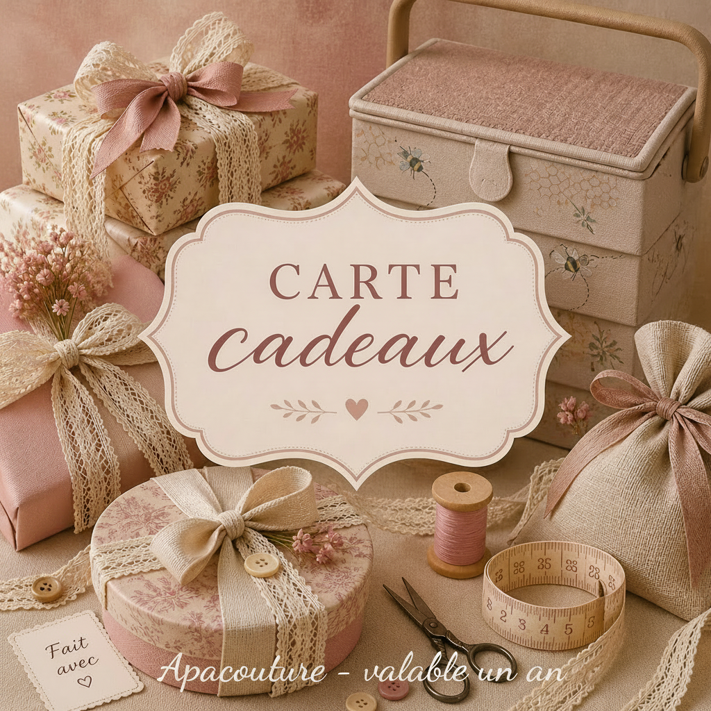 Carte-cadeaux Apacouture de 10 à 100 euros, valable un an
