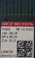 Plaquette de 10 aiguilles GROZ BECKERT 134-35 LR/2134-35 LR Nm 140/22 717272 et tous diametres
