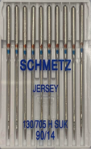 Plaquette de 10 aiguilles SCHMETZ spécial JERSEY Avec pointe à bille moyenne pour tricot et bonneterie. HAUTE QUALITE DIAMETRE 90