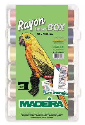 Coffret de fils à broder MADEIRA RAYON N° 40 18 bobines de 1000 mètres