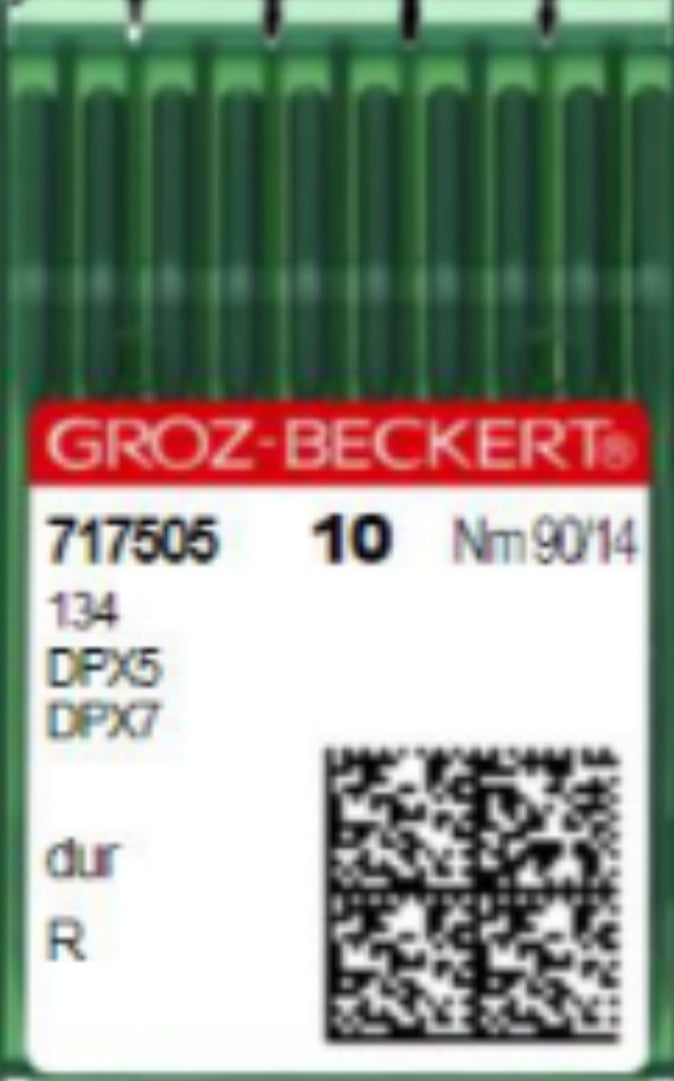 Plaquette de 10 aiguilles GROZ BECKERT 134R DUR DPX5, DPX7, DPX134, PFX134, MTX797, 135X5, 135X7, 797, 1844, SY1901, SY1955, 20:05 DUR GROZ BECKERT de diametre 70 à 120