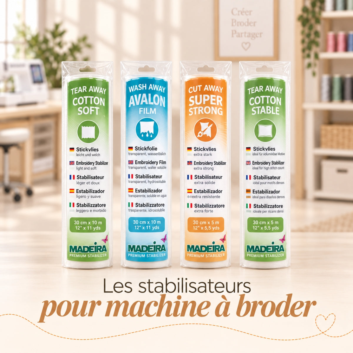 Stabilisateurs pour machine à broder