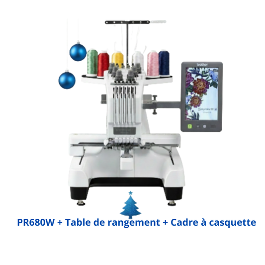 BROTHER PR680W Machine à broder AVEC table de rangement et cadre à broder Casquette