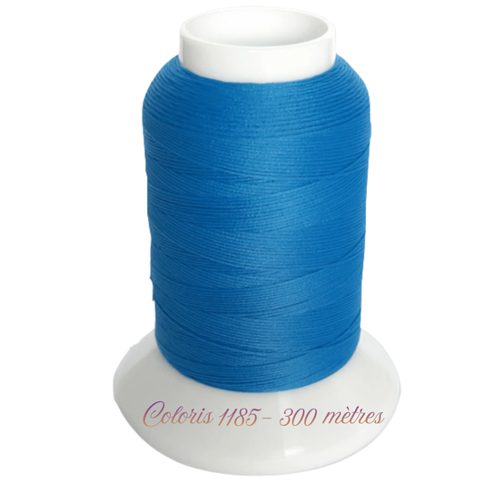 Fil mousse extra fort à surjeter coloris 1185 Bleu Niçois Fujix cône de 300 mètres