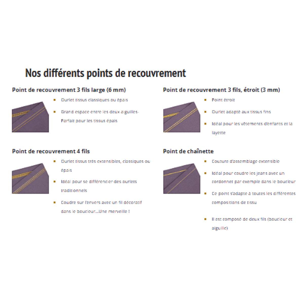 BABY LOCK Recouvreuse EUPHORIA 4/3/2 fils Alimentation auto du fil - Garantie 4 ans