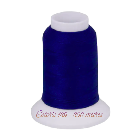 Fil mousse extra fort à surjeter coloris 139 Bleu Méditerranée Fujix cône de 300 mètres
