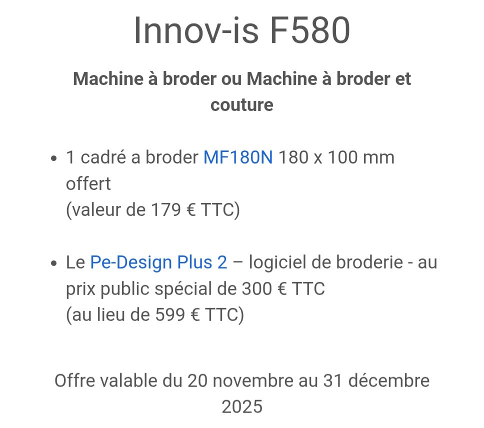 Brother Innovis F580 Machine à coudre et brodeuse