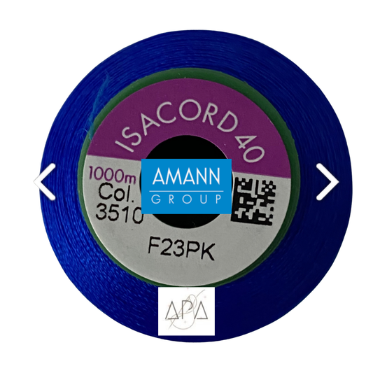 Fil à broder Isacord 40 polyester 1000 mètres coloris 3510 bleu électrique