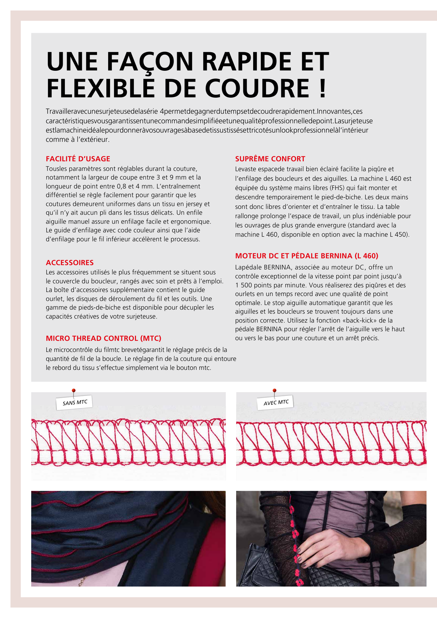 BERNINA Surfileuse-surjeteuse L450 Overlock 4 fils avec éclairage LED