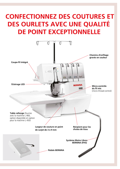 BERNINA Surfileuse-surjeteuse L450 Overlock 4 fils avec éclairage LED