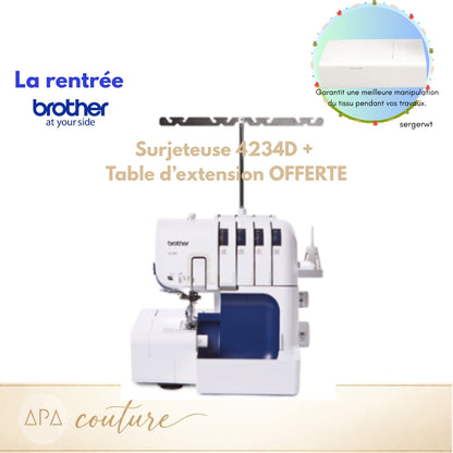 BROTHER 4234D Surjeteuse à 2, 3 ou 4 fils + TABLE D'EXTENSION OFFERTE