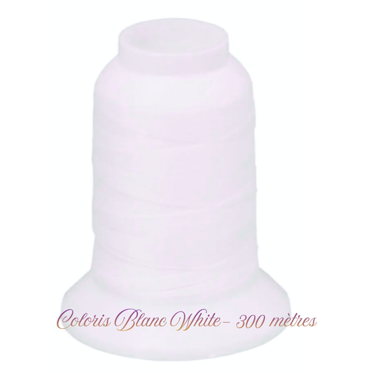 Fil mousse extra fort à surjeter  Fujix coloris Blanc/White cône de 300 mètres