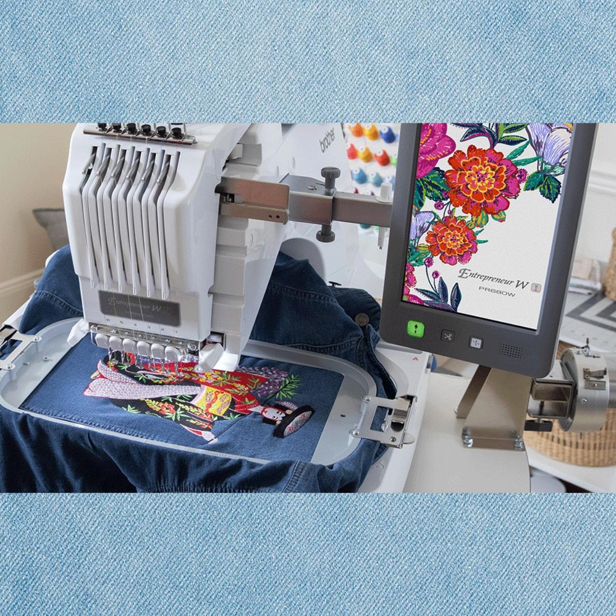 BROTHER PR680W Machine à broder AVEC table de rangement OFFERTE + système à casquette OFFERT + Logiciel PE DESIGN 11 à tarif préférentiel opie)