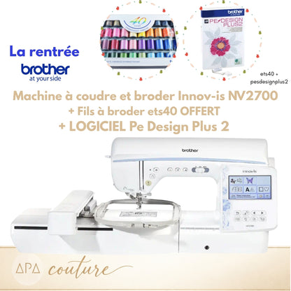 BROTHER Innovis NV2700 Machine à coudre à broder + fils à broder OFFERT et Logiciel PE DESIGN PLus 2 TARIF SPECIAL