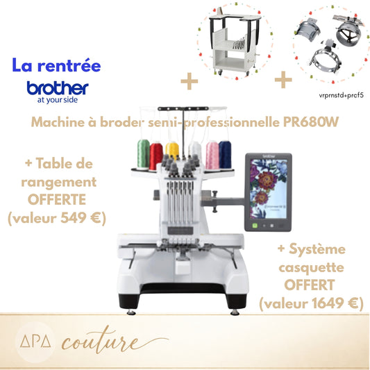 BROTHER PR680W Machine à broder AVEC table de rangement AVEC système à casquette OFFRE SPECIALE