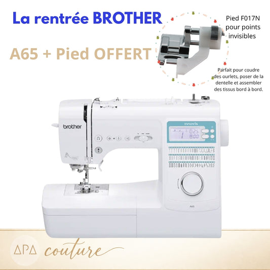BROTHER Innov-is A65 Machine à coudre + Pied OFFERT F017N  pour points invisibles