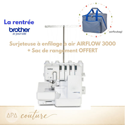 BROTHER AIRFLOW 3000 Surjeteuse à enfilage automatique à air + SAC de rangement OFFERT
