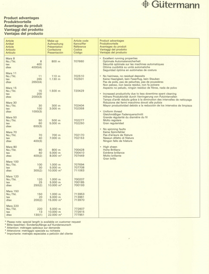 Fil Gutermann MARA 120  Fusette de 1000 mètres - Qualité industrielle
