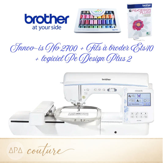 BROTHER Innovis NV2700 Machine à coudre, brodeuse, quilting AVEC fils à broder et Logiciel PE DESIGN PLus 2