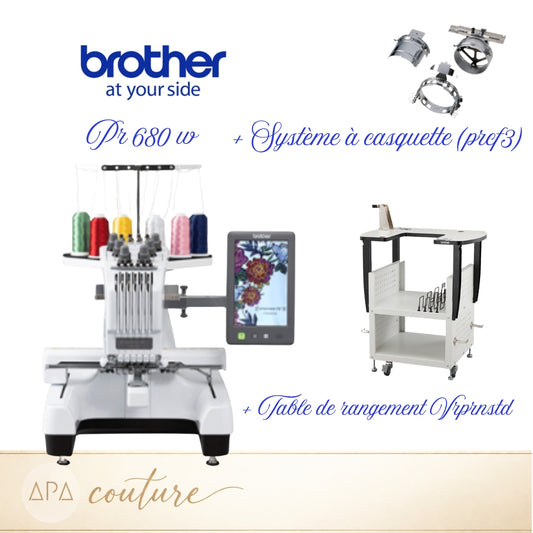 BROTHER PR680W Machine à broder AVEC table de rangement AVEC système à casquette