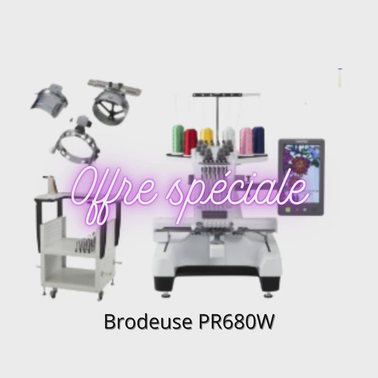 Brodeuse PR680W AVEC table de rangement et cadre à broder Casquette OFFERT marque BROTHER