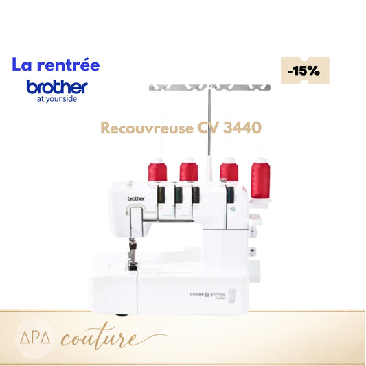 BROTHER Recouvreuse CV3440 4/3/2 fils pour débutants et intermédiaires SPECIALE RENTREE