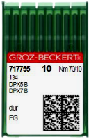 Diametre 70. Plaquette de 10 aiguilles pour machine plate DURKOPP ADLER simple entrainement, également compatible pour machine industrielle PFAFF, JUKI, SEWMAQ... marque GROZ BECKERT  Système à aiguille 134 Les aiguilles DUR de Groz-Beckert sont dotées d’un revêtement nouveau chromé, appliqué selon un processus de revêtement spécial. Le revêtement amélioré optimise la protection contre l’usure