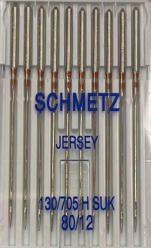 Blister 10 aiguilles SCHMETZ spécial Jersey SUK 130/705 H diamètre 80/12
