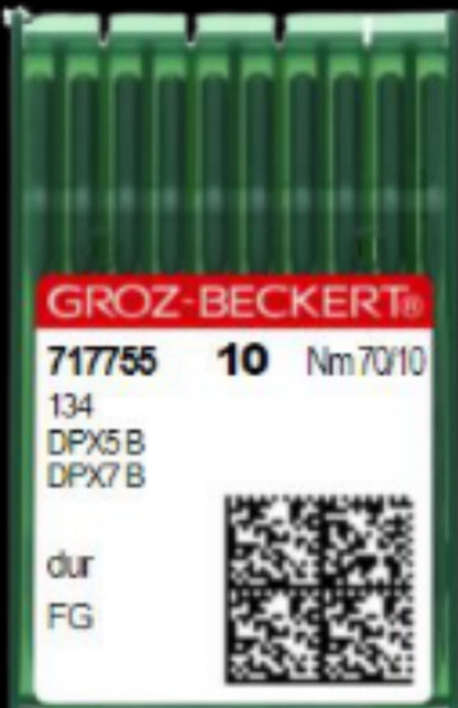 Plaquette de 10 aiguilles GROZ BECKERT 134R DUR DPX5, DPX7, DPX134, PFX134, MTX797, 135X5, 135X7, 797, 1844, SY1901, SY1955, 20:05 DUR GROZ BECKERT de diametre 70 à 120