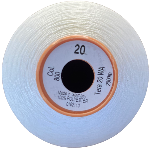 FIL TERA 20 - cône de 2000 mètres coloris 800 Blanc pur LIVRAISON OFFERTE